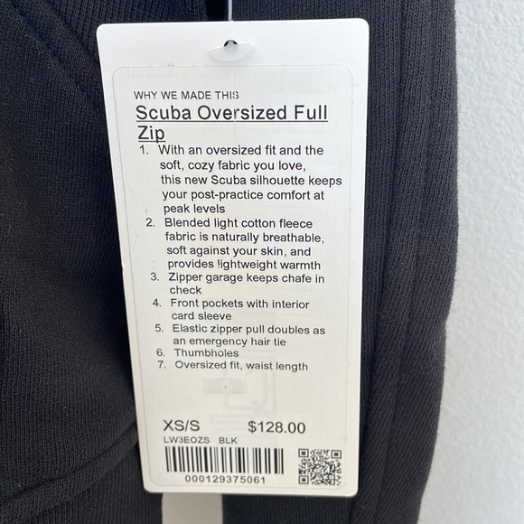 NWT Lululemon Scuba Oversized Full Zip Black Size XS/S - Picture 2 of 11